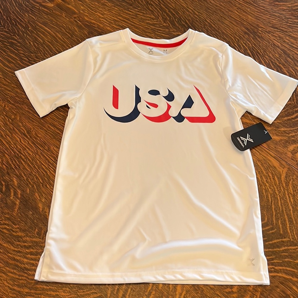 White USA quick dri T-shirt